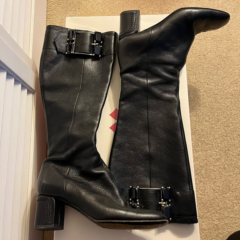 Valentino  Black Leather Knee-High Boots